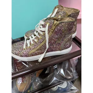 Steve Madden Earnst-G Pink Gold Glitter High Top Sneakers Womens 7.5 Zipper thumbnail 2