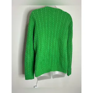 Lauren Ralph Lauren Bright Green Cable-Knit Crewneck Sweater 100% Cotton medium thumbnail 7