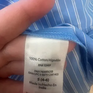 Free Assembly Woman Size Small Gathered Neck Top Long Tie sleeve Blue Stripe Nwt thumbnail 5