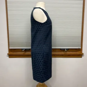 GAP NWT Deep True Navy Jacquard Dot Sleeveless Shift Dress Size Small thumbnail 3