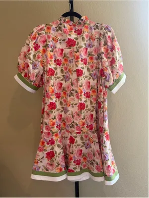 Entro Floral Print Contrast Trim Mini Dress Size S thumbnail 3