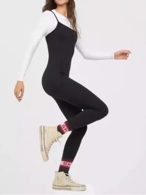 Offline‎ By Aerie The Hugger Jumpsuit Women's Size Medium Pockets Athletic Black thumbnail 1