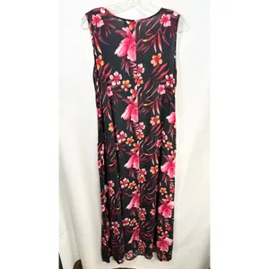 Kim Rogers Plus Size 1X Maxi Dress Black Pink‎ Tropical Coastal Beachy Fairy 484 thumbnail 2