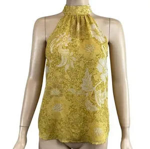 Cupcakes & Cashmere Yellow Floral Halter Top Size‎ XS XSmall Gold Yellow thumbnail 1