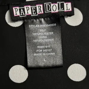 Paper Dolls Rockabilly Black White Polka Dot Smocked Waist‎ Racerback Dress, Sz L thumbnail 3