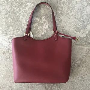 Coach Polished Pebble Leather Restored Day Tote in Brass/Brick Red, New +DustBag thumbnail 4
