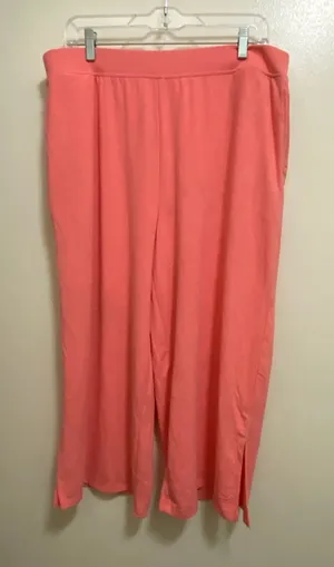 Cuddl Duds Womens Lounge Pajama Pants L Large Solid Coral Salmon wide leg thumbnail 1