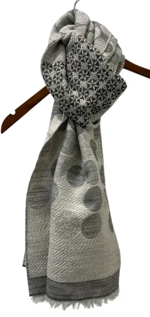 Talbots Scarf Metallic Gray Silver Snowflakes Wool Blend 70" x 20" thumbnail 1