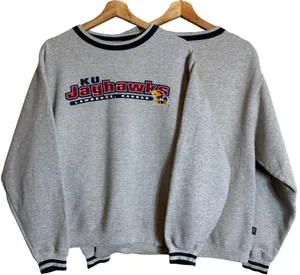 Gear for Sports Vintage University of Kansas KU Jayhawks Crewneck Sweatshirt Mens Small Gray 90s thumbnail 1