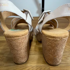 TOMS Ava Cork Sandals Women's 8 Strappy Block Heel 4" Buckle Beige thumbnail 8