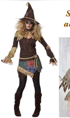 California Costumes Scarecrow Halloween Costume accessories hat gloves collar thumbnail 1