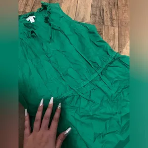 J.crew green tiered dress ruffle & tie summer prep resort classic formal party thumbnail 2