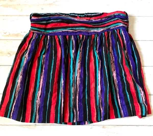 Women’s L/G Skirt Black Purple Stripes Pure Energy Brand 100% Rayon Size Large thumbnail 1