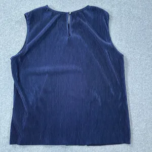 Pleione Blue Pleated Sleeveless Blouse Women's XL Round Neck Tank Top thumbnail 6