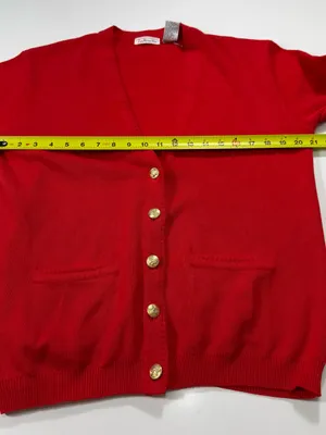 Talbots Red Gold-Button V-Neck Cardigan Size Medium thumbnail 4