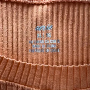 Aerie Ribbed Raw Edge Cropped Tank Top Shirt Orange Sleeveless Stretch Basic XL thumbnail 2