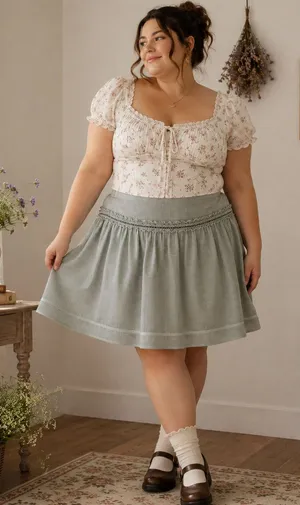American Eagle Y2K Gingham Skirt Sz 14 Cottagecore Boho Academia Drop Waist thumbnail 1