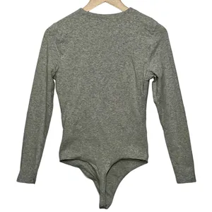 Abercrombie & Fitch Heather Gray Grey Cotton Crew Neck Long Sleeve Bodysuit Sz M thumbnail 2