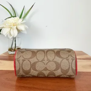 NWT Coach Dome Cosmetic‎ Case In Signature Canvas With Wild Strawberry thumbnail 5