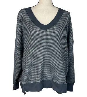 American Eagle Small Big Hug Sweater Waffle Knit V-Neck Oversized Long Sleeves thumbnail 1
