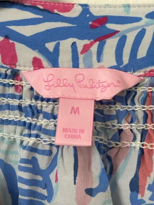 {M} Lilly Pulitzer Silk Elsa Top Red Right Return Sailboat RRR Blouse thumbnail 3