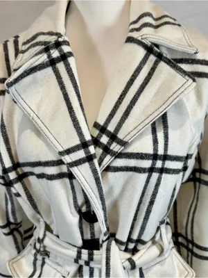Miss Ashley by 26 International black and white plaid belted coat size medium thumbnail 2