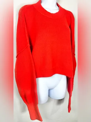 Free People Easy Street Cropped Pullover Oversized Sweater Size Small thumbnail 5