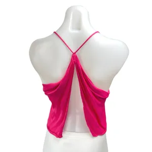 Zara Women's Pink Silky Satin Sleeveless Cowl Neck Cami Camisole Crop Tank Top S thumbnail 2