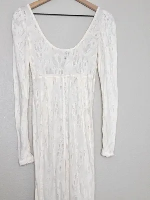 NEW Free People Intimately Home Alone Long Johns S Ivory Lace Onesie Pajamas thumbnail 9