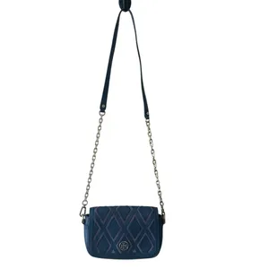 Tory Burch Robinson Patchwork Chain Crossbody Blue Leather Purple Suede‎ thumbnail 3