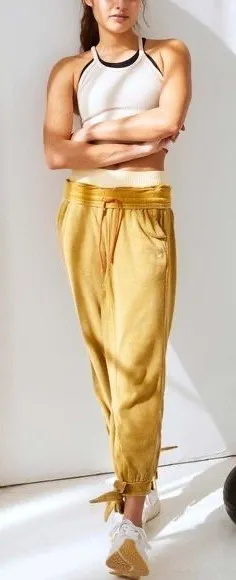 NWT Free People Movement Circle Back Jogger Pants Mustard Yellow thumbnail 1
