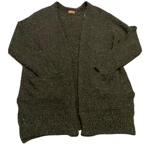 POL Cardigan Sweater Women Large Green Speckled Knit Open Front Pockets Gorpcore thumbnail 1