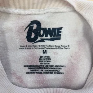 David Bowie Tie-Dye Crewneck Graphic Sweatshirt - Pink & Cream. Size medium thumbnail 3