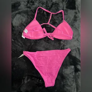 Aerie Jacquard Triangle Bikini Top and Cheeky Bikini Bottom in Lip Gloss Large thumbnail 11