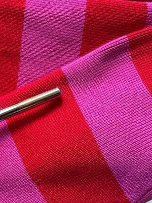 Zara Knit Cropped Sweater Pink Red Stripe Long Sleeve Top Medium thumbnail 9