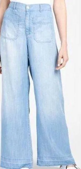 ANTHROPOLOGIE Cloth & Stone Breezy Pants Tencel Pull On Wide Leg Chambray Size S thumbnail 1