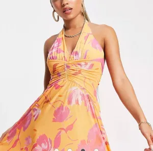 ASOS Ruched Waist Halter Dress. thumbnail 1