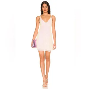 FREE PEOPLE Gold Rush Sequin Mini Dress Iridescent Sheer Cream Size Medium New‎ thumbnail 3