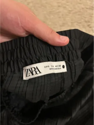 Zara extra wide black pants ribbed size small flowy bc15 thumbnail 4