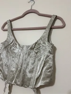 Zara Satin Champaign Corset Top thumbnail 5