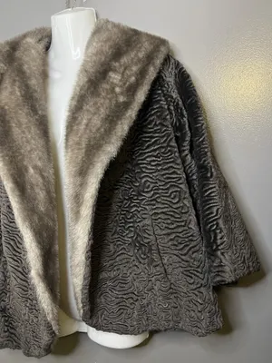 Vintage Borré Styled By Fairmoor Coat Womens S/M Brown Fur Shawl Collar thumbnail 5