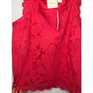 NEW Maeve for Anthropologie Red Coral Eyelet Tank Top Size Medium thumbnail 3