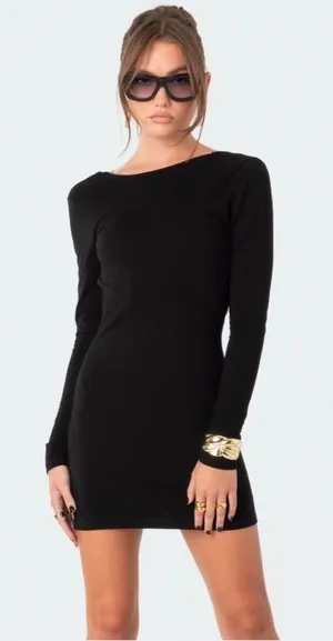 Edikted black backless mini dress thumbnail 1