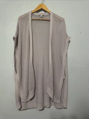 LOFT Pale Lilac Open Stitch Knit Cardigan Vest XS/S thumbnail 2