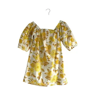 Ba&Sh Nabi Floral Off-The-Shoulder Mini Dress Jaune Yellow Size XS thumbnail 4