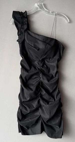 Hailey Logan Office Siren MobWife Ruched One Shoulder‎ Dress M Black thumbnail 1