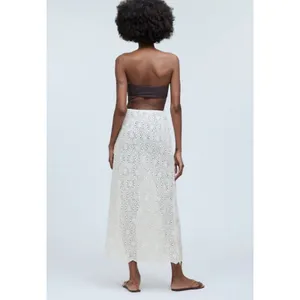 Agua Bendita Crochet Cream Tove Midi Skirt Womens Sz S $240 Swim Cover Up thumbnail 3