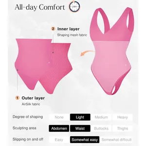 NWT Popilush Deep‎ V Neck Backless Shapewear Bodysuit Pink Medium thumbnail 3