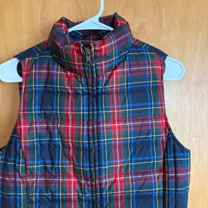 Talbots Puffer Vest Women Small Multicolor Plaid Down‎ Fill Quilted Zip Front thumbnail 3