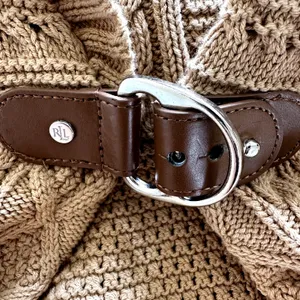 Lauren Ralph Lauren Sweater Vest Cable Knit Mid Length Buckle Closure Tan M thumbnail 3